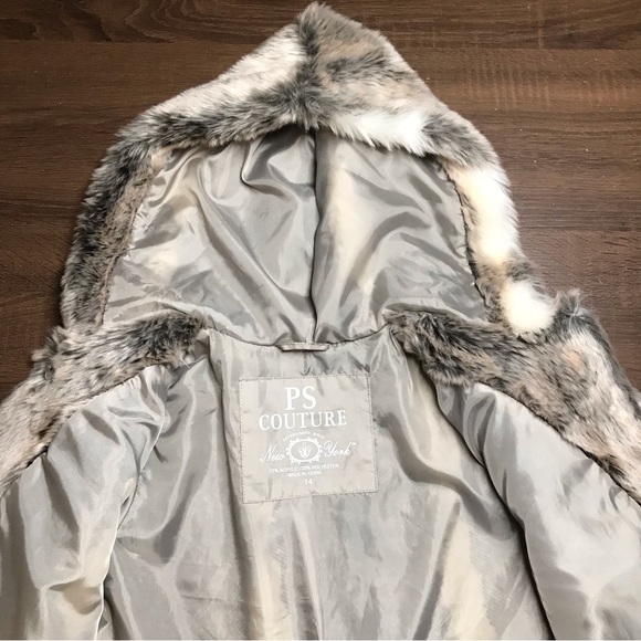 Y2K Aeropostale Faux Fur Button Down Hooded Coat Jacket - Picture 8 of 9